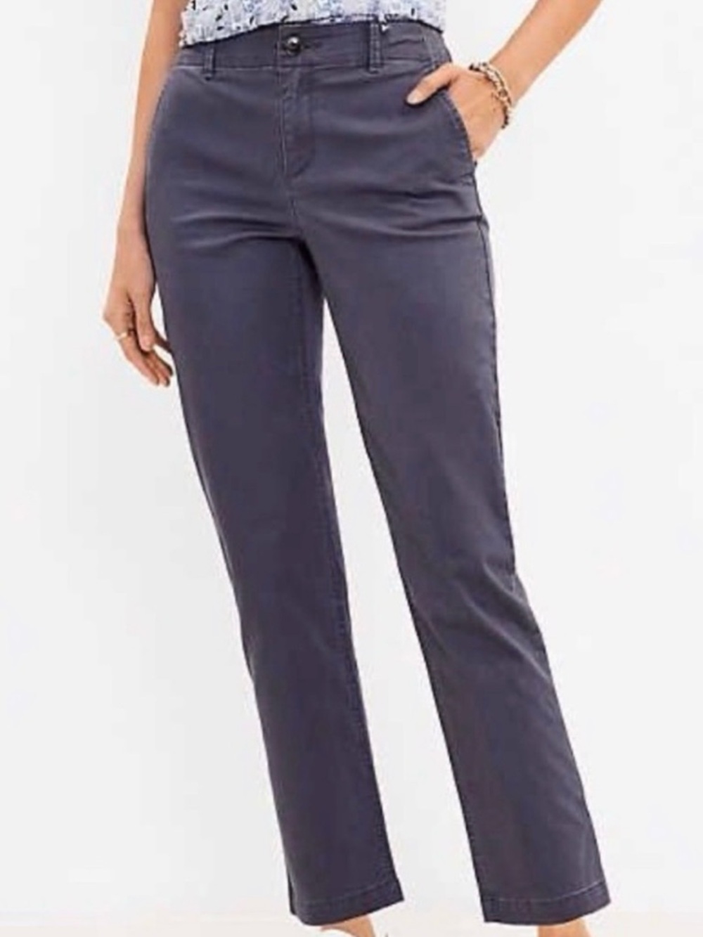 Loft Monroe Slim Ankle Chinos - Charcoal gray
